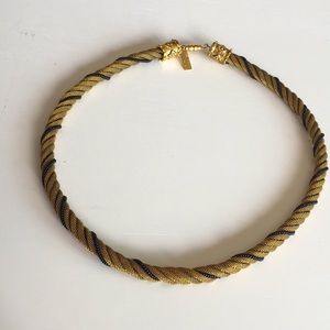 Anne Klein for Accessocraft vintage  brushed gold and black twist rope chain.